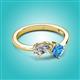 2 - Lysha 1.50 ctw IGI Certified Lab Grown Diamond Pear Shape (7x5 mm) & Blue Topaz Cushion Shape (5.00 mm) Toi Et Moi Engagement Ring 
