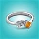 2 - Lysha 1.25 ctw IGI Certified Lab Grown Diamond Pear Shape (7x5 mm) & Citrine Cushion Shape (5.00 mm) Toi Et Moi Engagement Ring 