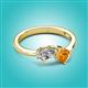 2 - Lysha 1.25 ctw IGI Certified Lab Grown Diamond Pear Shape (7x5 mm) & Citrine Cushion Shape (5.00 mm) Toi Et Moi Engagement Ring 