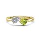 1 - Lysha 1.40 ctw IGI Certified Lab Grown Diamond Pear Shape (7x5 mm) & Peridot Cushion Shape (5.00 mm) Toi Et Moi Engagement Ring 