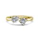 1 - Lysha 1.32 ctw IGI Certified Lab Grown Diamond Pear Shape (7x5 mm) & Moissanite Cushion Shape (5.00 mm) Toi Et Moi Engagement Ring 