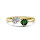 1 - Lysha 1.30 ctw IGI Certified Lab Grown Diamond Pear Shape (7x5 mm) & Lab Created Emerald Cushion Shape (5.00 mm) Toi Et Moi Engagement Ring 