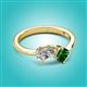 2 - Lysha 1.30 ctw IGI Certified Lab Grown Diamond Pear Shape (7x5 mm) & Lab Created Emerald Cushion Shape (5.00 mm) Toi Et Moi Engagement Ring 