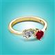 2 - Lysha 1.56 ctw IGI Certified Lab Grown Diamond Pear Shape (7x5 mm) & Lab Created Ruby Cushion Shape (5.00 mm) Toi Et Moi Engagement Ring 