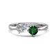 1 - Lysha 1.30 ctw IGI Certified Lab Grown Diamond Pear Shape (7x5 mm) & Lab Created Emerald Cushion Shape (5.00 mm) Toi Et Moi Engagement Ring 