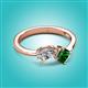 2 - Lysha 1.35 ctw GIA Certified Natural Diamond Pear Shape (7x5 mm) & Lab Created Emerald Cushion Shape (5.00 mm) Toi Et Moi Engagement Ring 