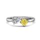 1 - Lysha 1.61 ctw GIA Certified Natural Diamond Pear Shape (7x5 mm) & Lab Created Yellow Sapphire Cushion Shape (5.00 mm) Toi Et Moi Engagement Ring 
