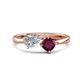 1 - Lysha 1.42 ctw GIA Certified Natural Diamond Pear Shape (7x5 mm) & Rhodolite Garnet Cushion Shape (5.00 mm) Toi Et Moi Engagement Ring 