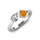 3 - Lysha 1.25 ctw IGI Certified Lab Grown Diamond Pear Shape (7x5 mm) & Citrine Cushion Shape (5.00 mm) Toi Et Moi Engagement Ring 