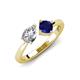 3 - Lysha 1.56 ctw IGI Certified Lab Grown Diamond Pear Shape (7x5 mm) & Lab Created Blue Sapphire Cushion Shape (5.00 mm) Toi Et Moi Engagement Ring 