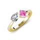 3 - Lysha 1.56 ctw IGI Certified Lab Grown Diamond Pear Shape (7x5 mm) & Lab Created Pink Sapphire Cushion Shape (5.00 mm) Toi Et Moi Engagement Ring 