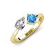 3 - Lysha 1.50 ctw IGI Certified Lab Grown Diamond Pear Shape (7x5 mm) & Blue Topaz Cushion Shape (5.00 mm) Toi Et Moi Engagement Ring 