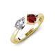 3 - Lysha 1.50 ctw IGI Certified Lab Grown Diamond Pear Shape (7x5 mm) & Red Garnet Cushion Shape (5.00 mm) Toi Et Moi Engagement Ring 