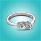 3 - Lysha 1.25 ctw IGI Certified Lab Grown Diamond Pear Shape (7x5 mm) & Natural Diamond Cushion Shape (5.00 mm) Toi Et Moi Engagement Ring 