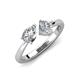 4 - Lysha 1.25 ctw IGI Certified Lab Grown Diamond Pear Shape (7x5 mm) & Natural Diamond Cushion Shape (5.00 mm) Toi Et Moi Engagement Ring 