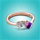 2 - Lysha 1.30 ctw GIA Certified Natural Diamond Pear Shape (7x5 mm) & Amethyst Cushion Shape (5.00 mm) Toi Et Moi Engagement Ring 
