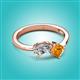 2 - Lysha 1.30 ctw GIA Certified Natural Diamond Pear Shape (7x5 mm) & Citrine Cushion Shape (5.00 mm) Toi Et Moi Engagement Ring 