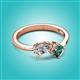 2 - Lysha 1.61 ctw GIA Certified Natural Diamond Pear Shape (7x5 mm) & Lab Created Alexandrite Cushion Shape (5.00 mm) Toi Et Moi Engagement Ring 