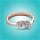 2 - Lysha 1.37 ctw GIA Certified Natural Diamond Pear Shape (7x5 mm) & Moissanite Cushion Shape (5.00 mm) Toi Et Moi Engagement Ring 
