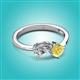 2 - Lysha 1.61 ctw GIA Certified Natural Diamond Pear Shape (7x5 mm) & Lab Created Yellow Sapphire Cushion Shape (5.00 mm) Toi Et Moi Engagement Ring 