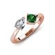 3 - Lysha 1.35 ctw GIA Certified Natural Diamond Pear Shape (7x5 mm) & Lab Created Emerald Cushion Shape (5.00 mm) Toi Et Moi Engagement Ring 