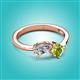 2 - Lysha 1.45 ctw GIA Certified Natural Diamond Pear Shape (7x5 mm) & Peridot Cushion Shape (5.00 mm) Toi Et Moi Engagement Ring 