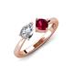 3 - Lysha 1.61 ctw GIA Certified Natural Diamond Pear Shape (7x5 mm) & Lab Created Ruby Cushion Shape (5.00 mm) Toi Et Moi Engagement Ring 