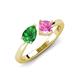 3 - Lysha 1.61 ctw Green Garnet Pear Shape (7x5 mm) & Lab Created Pink Sapphire Cushion Shape (5.00 mm) Toi Et Moi Engagement Ring 
