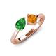 3 - Lysha 1.30 ctw Green Garnet Pear Shape (7x5 mm) & Citrine Cushion Shape (5.00 mm) Toi Et Moi Engagement Ring 