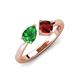 3 - Lysha 1.55 ctw Green Garnet Pear Shape (7x5 mm) & Red Garnet Cushion Shape (5.00 mm) Toi Et Moi Engagement Ring 