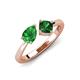 3 - Lysha 1.35 ctw Green Garnet Pear Shape (7x5 mm) & Lab Created Emerald Cushion Shape (5.00 mm) Toi Et Moi Engagement Ring 