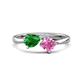1 - Lysha 1.61 ctw Green Garnet Pear Shape (7x5 mm) & Lab Created Pink Sapphire Cushion Shape (5.00 mm) Toi Et Moi Engagement Ring 