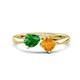 1 - Lysha 1.30 ctw Green Garnet Pear Shape (7x5 mm) & Citrine Cushion Shape (5.00 mm) Toi Et Moi Engagement Ring 