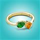2 - Lysha 1.30 ctw Green Garnet Pear Shape (7x5 mm) & Citrine Cushion Shape (5.00 mm) Toi Et Moi Engagement Ring 