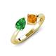 3 - Lysha 1.30 ctw Green Garnet Pear Shape (7x5 mm) & Citrine Cushion Shape (5.00 mm) Toi Et Moi Engagement Ring 