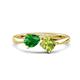 1 - Lysha 1.45 ctw Green Garnet Pear Shape (7x5 mm) & Peridot Cushion Shape (5.00 mm) Toi Et Moi Engagement Ring 