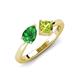 3 - Lysha 1.45 ctw Green Garnet Pear Shape (7x5 mm) & Peridot Cushion Shape (5.00 mm) Toi Et Moi Engagement Ring 