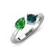 3 - Lysha 1.55 ctw Green Garnet Pear Shape (7x5 mm) & London Blue Topaz Cushion Shape (5.00 mm) Toi Et Moi Engagement Ring 