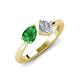 3 - Lysha 1.37 ctw Green Garnet Pear Shape (7x5 mm) & Moissanite Cushion Shape (5.00 mm) Toi Et Moi Engagement Ring 