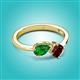 2 - Lysha 1.55 ctw Green Garnet Pear Shape (7x5 mm) & Red Garnet Cushion Shape (5.00 mm) Toi Et Moi Engagement Ring 