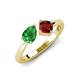 3 - Lysha 1.55 ctw Green Garnet Pear Shape (7x5 mm) & Red Garnet Cushion Shape (5.00 mm) Toi Et Moi Engagement Ring 