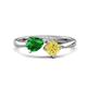 1 - Lysha 1.61 ctw Green Garnet Pear Shape (7x5 mm) & Lab Created Yellow Sapphire Cushion Shape (5.00 mm) Toi Et Moi Engagement Ring 