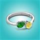 2 - Lysha 1.61 ctw Green Garnet Pear Shape (7x5 mm) & Lab Created Yellow Sapphire Cushion Shape (5.00 mm) Toi Et Moi Engagement Ring 