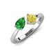 3 - Lysha 1.61 ctw Green Garnet Pear Shape (7x5 mm) & Lab Created Yellow Sapphire Cushion Shape (5.00 mm) Toi Et Moi Engagement Ring 