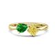 1 - Lysha 1.61 ctw Green Garnet Pear Shape (7x5 mm) & Lab Created Yellow Sapphire Cushion Shape (5.00 mm) Toi Et Moi Engagement Ring 
