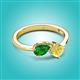 2 - Lysha 1.61 ctw Green Garnet Pear Shape (7x5 mm) & Lab Created Yellow Sapphire Cushion Shape (5.00 mm) Toi Et Moi Engagement Ring 