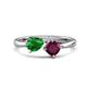 1 - Lysha 1.42 ctw Green Garnet Pear Shape (7x5 mm) & Rhodolite Garnet Cushion Shape (5.00 mm) Toi Et Moi Engagement Ring 