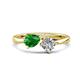 1 - Lysha 1.30 ctw Green Garnet Pear Shape (7x5 mm) & Lab Grown Diamond Cushion Shape (5.00 mm) Toi Et Moi Engagement Ring 