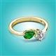 2 - Lysha 1.30 ctw Green Garnet Pear Shape (7x5 mm) & Lab Grown Diamond Cushion Shape (5.00 mm) Toi Et Moi Engagement Ring 