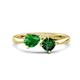 1 - Lysha 1.35 ctw Green Garnet Pear Shape (7x5 mm) & Lab Created Emerald Cushion Shape (5.00 mm) Toi Et Moi Engagement Ring 